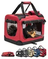 Produktbild: lionto Tiertransportbox lionto Hundetransportbox aus Textil, 50x34x36 cm, dunkelrot, 50 cm x 36 cm x 34 cm, rot