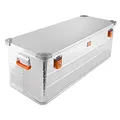 Produktbild: Alubox Alukiste abschließbar E159 - Premium Aluminium Lagerbox 159 Liter - Deckel mit Aluminium Druckguss Stapelecken und Gummidichtung - inklusive Schlösser