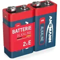 Produktbild: Ansmann - 2x Alkaline 9V Block Batterie – E-Block 6LR61 MN1604 (2 Stück)