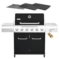 Produktbild: Nexgrill Gourmet Pro 6-Brenner Gasgrill mit Keramik-Seitenbrenner, Plancha Griddle-Max System, porzellanbeschichtetem Gusseisenrost & Edelstahlbrennern – Ideal für Garten, Balkon & BBQ-Events