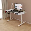 Produktbild: pro.tec Höhenverstellbarer Schreibtisch Pomona 110 x 60 cm elektrisch Computertisch mit Rollen Stehtisch Arbeitstisch mit Höhe von 72-117 cm Memory-Funktion Weiß