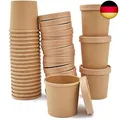 Produktbild: DeinPack 25 Suppenbecher to Go mit Deckel braun 480 ml 16oz I Kompostierbare