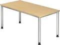 Produktbild: HAMMERBACHER Schreibtisch Schreibtisch 4-Fuß-rund 160x80cm Ahorn/Silber