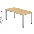 Produktbild: Hammerbacher Schreibtisch H-Serie, ahorn / silber, höhenverstellbar, 160 x 68,5-81 x 80cm