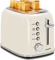 Produktbild: Aigostar 800W Toaster, 2 Scheiben, 4 Funktionen (Bagel/Auftauen/Aufwärmen/Abbrechen), Extra Breite Toastschlitze, 6 Bräunungsstufen, Liftfunktion