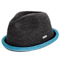 Produktbild: CHILLOUTS Boston Hat - Pork Pie Hut Herren/Damen, 100% Polyester, Sommer Trendhut, Breaking Bad/Rocky Stil, Crushable, grau blau, L-XL