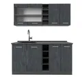 Produktbild: Vicco Küchenzeile R-Line, Schwarz Beton/Anthrazit, 160 cm ohne Arbeitsplatte