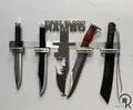 Produktbild: Designer Wandhalter Rambo Messer Jagd Filmmesser Rambo 1,2,3,4 Edelstahl