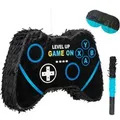 Produktbild: Relaxdays Pinata Set Seidenpapier Karton Schwarz Blau mit Schlagstock und Augenmaske Befüllbar 28 cm x 40 cm x 7 cm