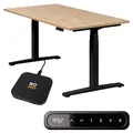 Produktbild: boho office® Höhenverstellbarer Schreibtisch 140 x 80 cm - Elektrisch stufenlos, inkl. Wireless Charger, Memoryfunktion, Kollisionsschutz - Basic Line Schwarz inkl. Tischplatte in Wildeiche