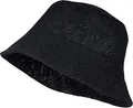 Produktbild: styleBREAKER Damen Papierstroh Sonnenhut | Faltbarer Fischerhut | Leichter Bucket Hat mit Schweißband | Sommerhut mit Krempe als Sonnenschutz für Outdoor Strand Freizeit, Schwarz