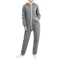 Produktbild: Basisstoff Jumpi Damen Jumpsuit Overall Onesie Einteiler Dunkelgrau Gr. XL