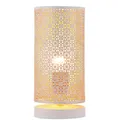 Produktbild: Marrakesch Tischlampe Nachttischlampe 25cm groß | Orientalische Deko Lampe im Wohnzimmer Schlafzimmer oder Kinderzimmer | Moderne Tischleuchte Tuza weiß aus Metall mit E27 Fassung