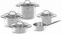 Produktbild: Fissler San Francisco/Edelstahl-Topfset, 5-teilig, Kochtopf-Set, Töpfe mit Glas-Deckel, Induktion (3 Kochtöpfe,1 Bratentopf 1 Stielkasserolle) – Induktion