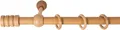 Produktbild: SN Deco - Stilgarnitur Gardinenstange Vorhangstange Pisa, Holz, 28 mm, 1-Lauf, Komplettset mit Ringen, Farbe Eiche, 140 cm