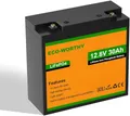 Produktbild: ECO-WORTHY LiFePO4 12V 30Ah mit 25A BMS Schutz und Max. 15000 Zyklen,384Wh Lithiumbatterie 12V 30Ah für Trolling-Motor,Elektrische Rollstühle, Elektromobile,Boot