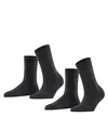 Produktbild: ESPRIT Damen Socken Uni 2-Pack W SO Baumwolle einfarbig 2 Paar, Grau (Anthracite Melange 3080), 35-38