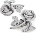Produktbild: com-four® 2x Grabdekoration Rose - Gedenkstein in Form einer Rosenblüte mit Blättern und Stengel - wetterfester Grabschmuck - Trauerstein