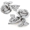 Produktbild: com-four® 2X Grabdekoration Rose - Gedenkstein der Hoffnung und Reinheit - Blumen-Trauerstein - wetterfester Grabschmuck - Gartendekoration in Steinoptik - Erinnerungsstein (2 Stück - Rose)