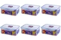 Produktbild: LocknLock 6er-Pack Vorratsdose 2,6L rechteckig, klassisch, stapelbar, luftdicht, aromafest, Flip-Top, mikrowellen- und spülmaschinenfest, 24,8 x 18,0 x 9,3 cm