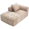 Produktbild: OKWISH Sofa 3-Sitzer Chenille mit Chaise-Lounge, Kissen, Seitentaschen, weiche Polsterung, komfortables Wohnzimmermöbel, modern, langlebig, 90x150 cm, Khaki