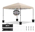 Produktbild: Sekey Premium Pop Up Pavillon 3x3 Wasserdicht Stabil Winterfest, Faltpavillon 3 x 3 m mit Verdickten Röhren, Partyzelt Rennzelt Faltbar, Höhe Verstellbar 250-270 cm, Khaki