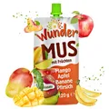 Produktbild: WUNDER Quetschie Mus 12 x 120g Mango Apfel Banane Pfirsich ohne Zuckerzusatz