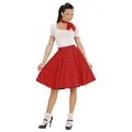 Produktbild: W WIDMANN MILANO Party Fashion - 50er Jahre Damen Kostüm Set, gepunkteter Rock und Halstuch, Retro Outfit für Karneval