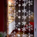 Produktbild: hellum Lichterkette außen mit 5 Strängen und 75 LEDs, LED Schneeflocke warmweiß, beleuchtete Länge 1,20 m x 1,50 m, Lichterkette innen und außen, Weihnachtsbeleuchtung, <59 Lumen 577808