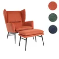 Produktbild: Mendler Lounge-Sessel mit Ottomane HWC-L62, Ohrensessel Polstersessel Cocktailsessel Hocker, Stoff/Textil ~ 117256+117259