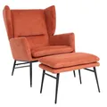 Produktbild: Mendler Lounge-Sessel mit Ottomane HWC-L62, Ohrensessel Polstersessel Cocktailsessel Hocker, Stoff/Textil - Terracotta-braun