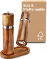 Produktbild: Salz- und Pfeffermühle Set Akazienholz Keramikmahlwerk Gewürz Streuer Natur