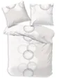 Produktbild: Renforcé Bettwäsche 155x220cm Creme Weiß mit Kreismuster, 100% Baumwolle,  Germany - , atmungsaktiv, bügelfrei