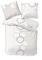 Produktbild: LINKHOFF Bettwäsche Renforce Bettwäsche 135x200 / 155x220cm Creme Weiß, Kreise, Sommerbettwäsche Kreismuster, Reißverschluss, Baumwollbettwäsche