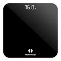 Produktbild: Healthkeep Personenwaage Digital mit LED-Display, Körperwaage mit Hochpräzisions-Sensoren, Präzise Digitale Waage Personen aus Sicherheitsglas bis 180kg, Schwarzes Glas Große runde Ecke 26 * 26cm