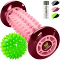 Produktbild: Set Fußmassageroller für Plantar-Fasziitis + Igelbälle Massagebälle für Fußreflexzonenmassage - Akupressur Kit für Füße, Fersensporn, Beine, Cellulite & Plantarfasziitis Schmerzlinderung (Rosa)