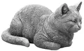 Produktbild: gartendekoparadies.de Liegende Katze, Steinfigur, H. 17 cm, 8,5 kg, Grau, frostsicher aus Steinguss für Außenbereich