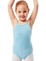 Produktbild: tanzmuster ® Ballettanzug Mädchen Träger - Leonie - aus Baumwolle, Ballettbody Ballett Trikot in hellblau, Größe 104/110