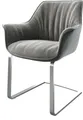 Produktbild: DELIFE Polsterstuhl Keila-Flex, mit Armlehnen Freischwinger flach Edelstahl Samt Grau