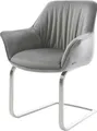 Produktbild: DELIFE Polsterstuhl Keila-Flex, mit Armlehnen Freischwinger flach Edelstahl Samt Grau