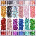 Produktbild: XUBX 12 Boxen Nagel Glitzer Set, Make up Set Chunky Glitter, Make-up Dekorative Pailletten, Glitzerpulver Sequin für NagelKunst, Lidschatten, Gesich, Lippen, Haare, Basteln, DIY, Festival Masquerade