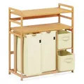 Produktbild: AdelDream(BTWX8GZZ) Wäschekorb AdelDream 140L Wäschekorb mit Korb und Ablagen beige 100 cm