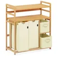Produktbild: AdelDream Wäschekorb 4 Fächer 2 Regale Wäschesammler 140L Wäscheboxen Mit Korb Wäschesortierer mit 2 Wäschesäcken & 2 Stoffboxen Wäschesack... - Beige