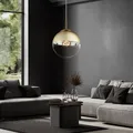 Produktbild: Hängelampe Pendelleuchte Hängeleuchte Esszimmerlampe Glaskugel gold klar H 120cm