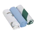 Produktbild: LÄSSIG Baby Puckdecke Spuckdecke Pucktuch Mulltuch 3er Set Baumwolle 85 x 85 cm/Swaddle & Burp Blanket L Happy Rascals Blue