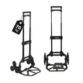 Produktbild: PROREGAL Klappbare Treppensackkarre Elephant | große Schaufel | Traglast 70kg | 4 kg leicht | Aluminium, Vollgummireifen Teleskopgriff 110 cm | Schwarz | Sackkarre Transportkarre für Treppen