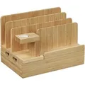 Produktbild: Relaxdays Ladestation Bambus Natur mit Uhrenhalter 15 cm x 21,5 cm x 15 cm 700 g