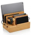 Produktbild: Relaxdays Ladestation, für Apple Watch, Bambus, HxBxT 15 x 21,5 x 15 cm, Handystation, Tablethalter, Uhrenständer, natur