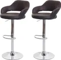 Produktbild: 2er-Set Barhocker MCW-F16, Barstuhl Tresenhocker Drehhocker, mit Lehne Kunstleder braun-schwarz