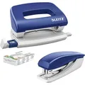 Produktbild: Leitz Locher 5507-60-35, NeXXt Mini, blau, Bürolocher inkl. Heftgerät, Stanzleistung 10 Blatt